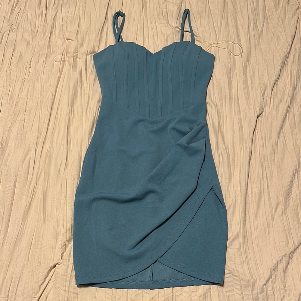 blue mini windsor dress